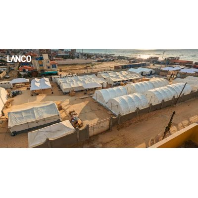 Tentes LANCO déployées pour un hôpital de campagne à Rafah, Gaza